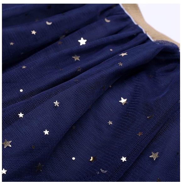 Only Size 4T Left!!! 🆕Navy w/Gold Stars Tulle Skirt - Picture 2 of 4
